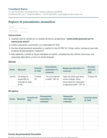 Registro de pensamientos